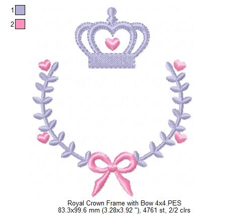 Matriz de Bordado Moldura Coroa com Coração e Laço – Ponto Satim