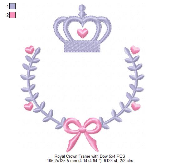 Matriz de Bordado Moldura Coroa com Coração e Laço – Ponto Satim