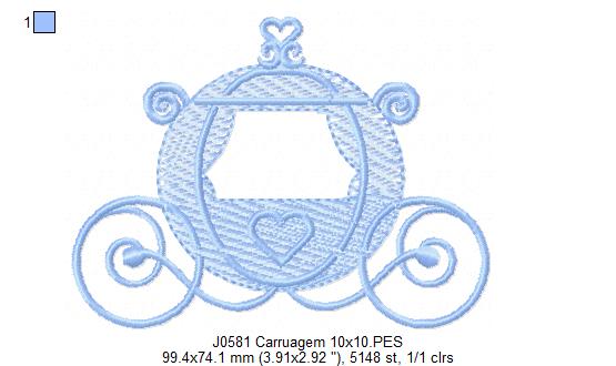 Matriz de Bordado Carruagem Encantada de Princesa – Ponto Rippled