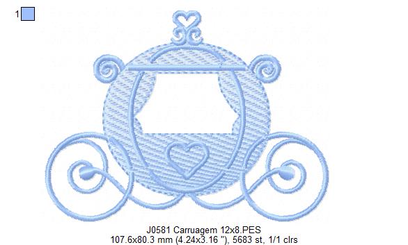 Matriz de Bordado Carruagem Encantada de Princesa – Ponto Rippled
