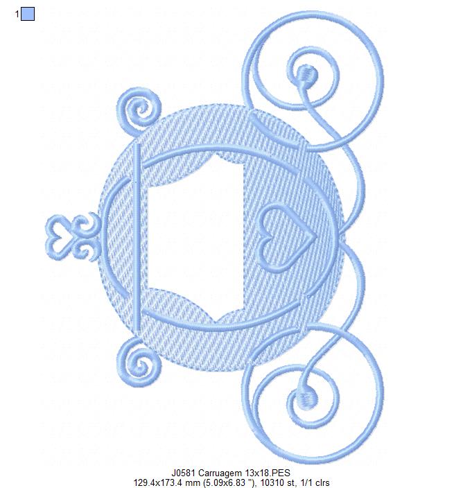 Matriz de Bordado Carruagem Encantada de Princesa – Ponto Rippled