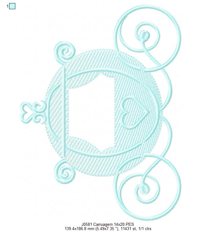 Matriz de Bordado Carruagem Encantada de Princesa – Ponto Rippled