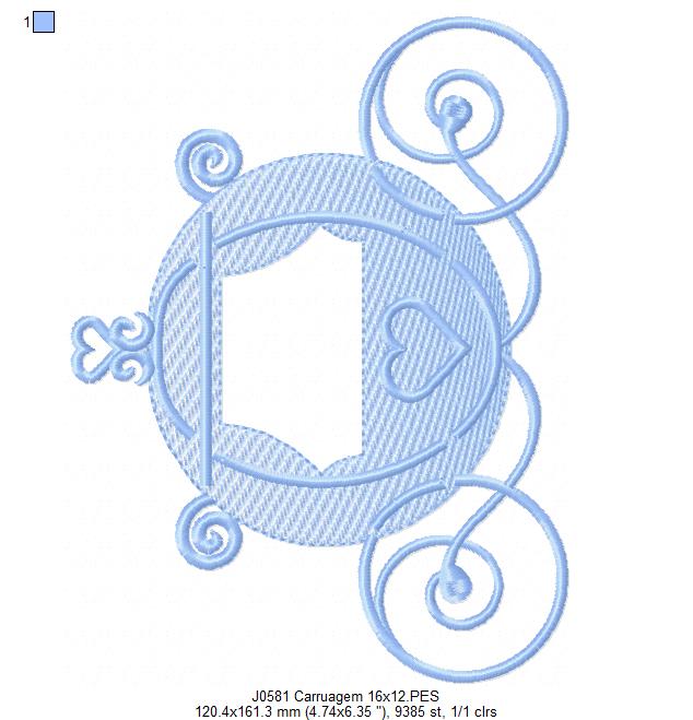 Matriz de Bordado Carruagem Encantada de Princesa – Ponto Rippled