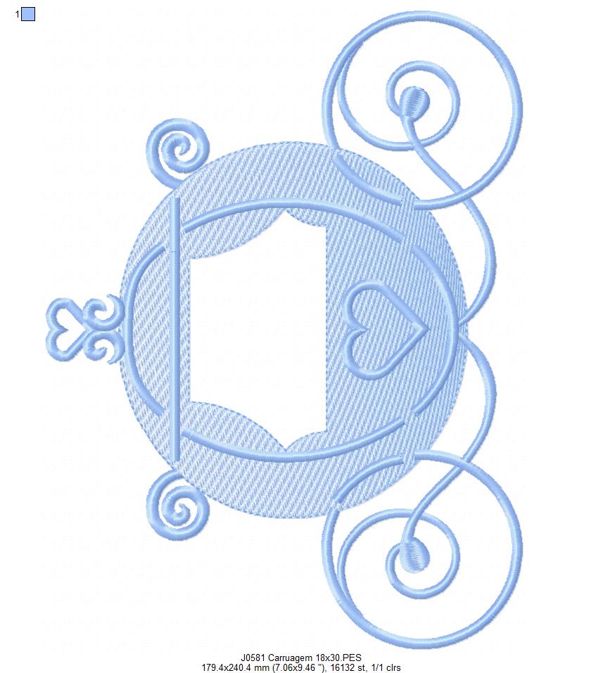 Matriz de Bordado Carruagem Encantada de Princesa – Ponto Rippled