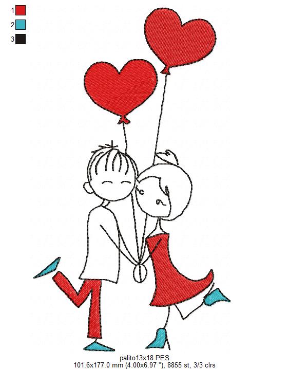 Matriz de Bordado Casalzinho Fofo com Balões – Ponto Cheio