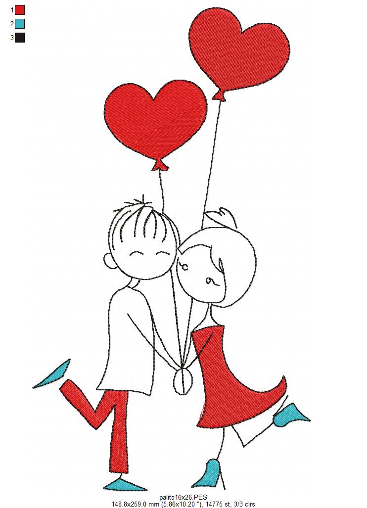 Matriz de Bordado Casalzinho Fofo com Balões – Ponto Cheio