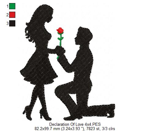 Matriz de Bordado Pedido de Casamento com Rosa – Ponto Cheio