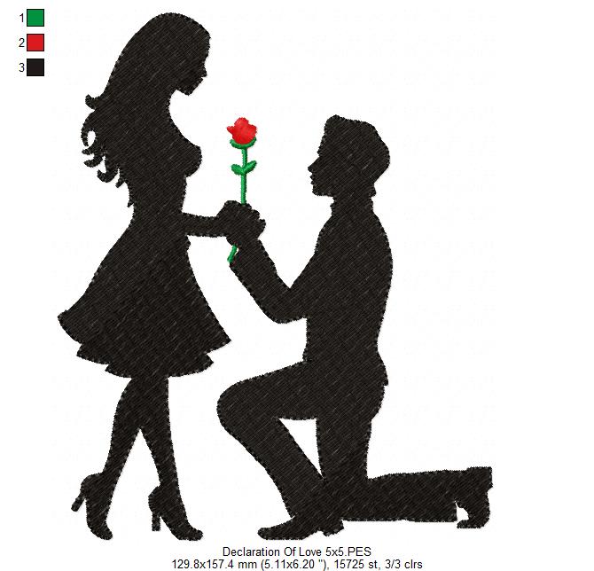 Matriz de Bordado Pedido de Casamento com Rosa – Ponto Cheio