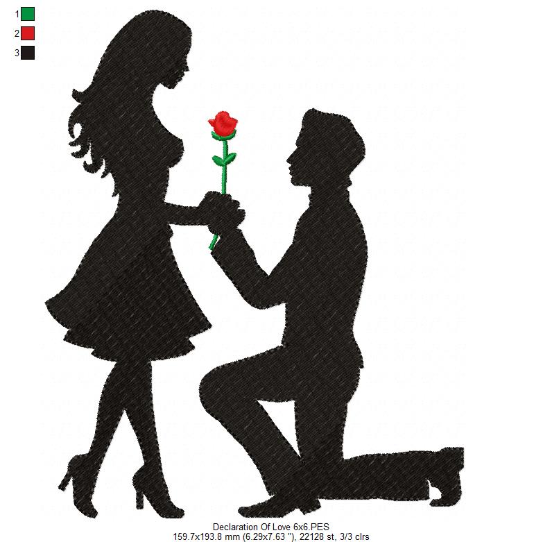 Matriz de Bordado Pedido de Casamento com Rosa – Ponto Cheio