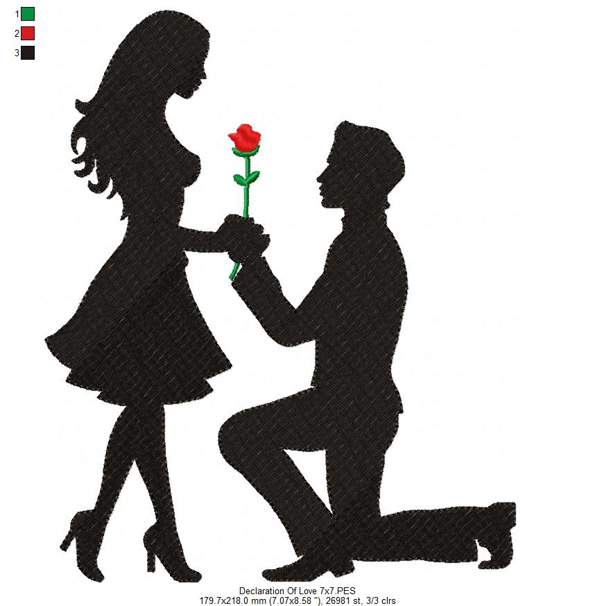 Matriz de Bordado Pedido de Casamento com Rosa – Ponto Cheio