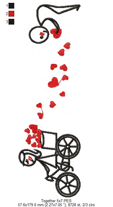 Matriz de Bordado Encontro de Amor com Corações – Ponto Satim