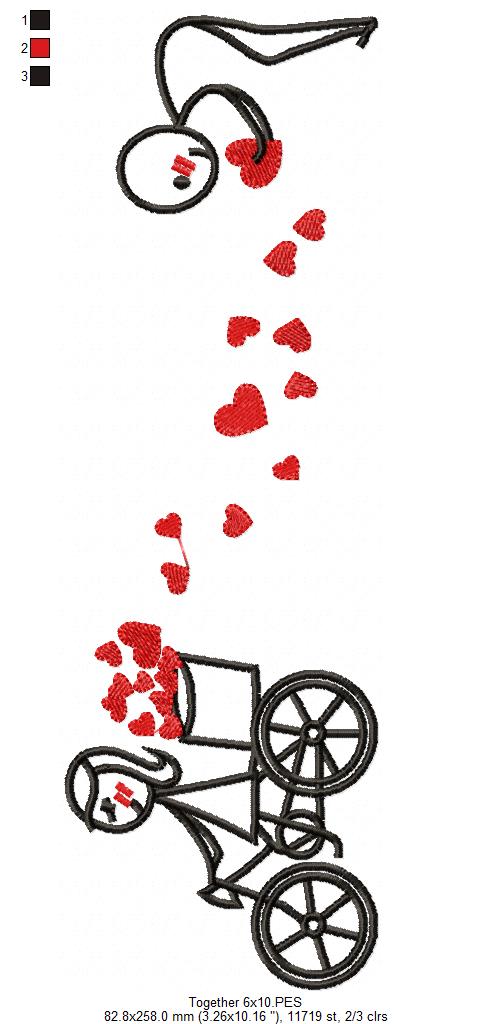 Matriz de Bordado Encontro de Amor com Corações – Ponto Satim