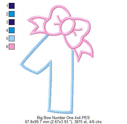 Matriz de Bordado Número 1 com Laço – Aplique