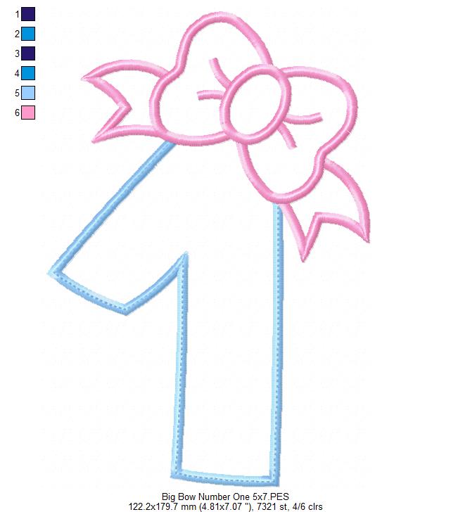 Matriz de Bordado Número 1 com Laço – Aplique