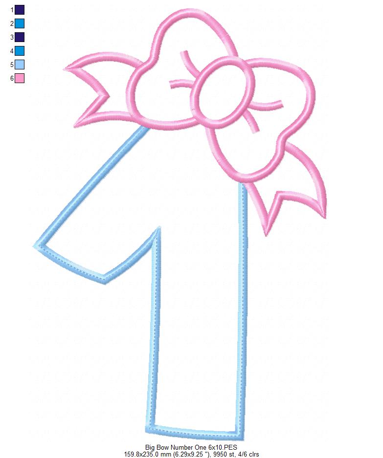 Matriz de Bordado Número 1 com Laço – Aplique