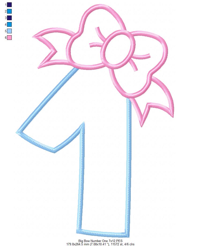 Matriz de Bordado Número 1 com Laço – Aplique