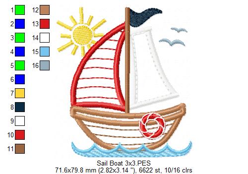 Matriz de Bordado Barquinho ao Vento – Aplique