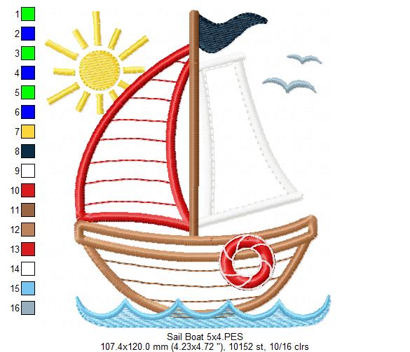 Matriz de Bordado Barquinho ao Vento – Aplique
