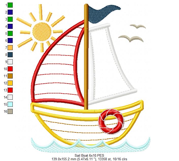 Matriz de Bordado Barquinho ao Vento – Aplique