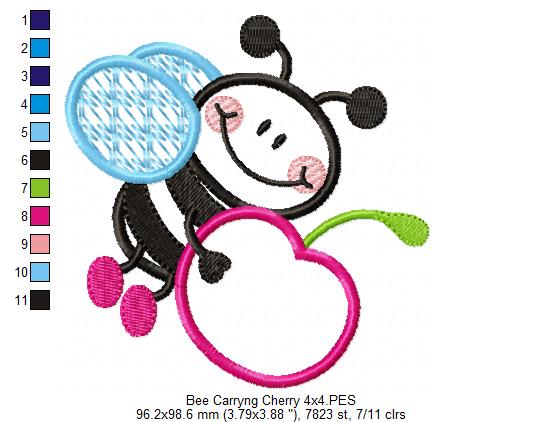 Matriz de Bordado Abelhinha com Cereja – Aplique