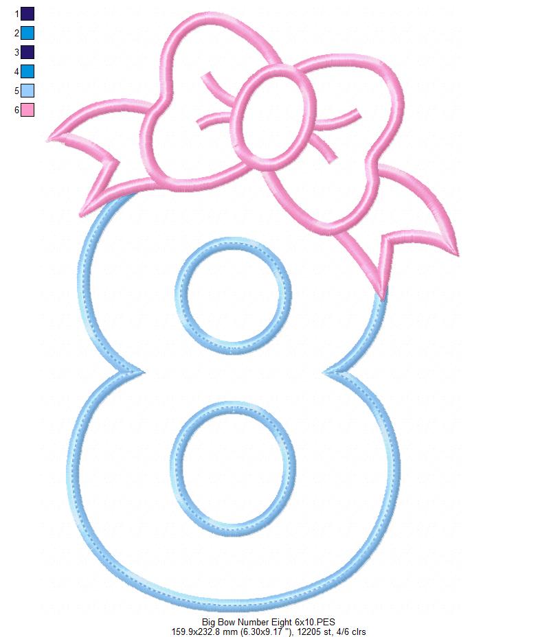 Matriz de Bordado Número 8 Decorado com Laço – Aplique