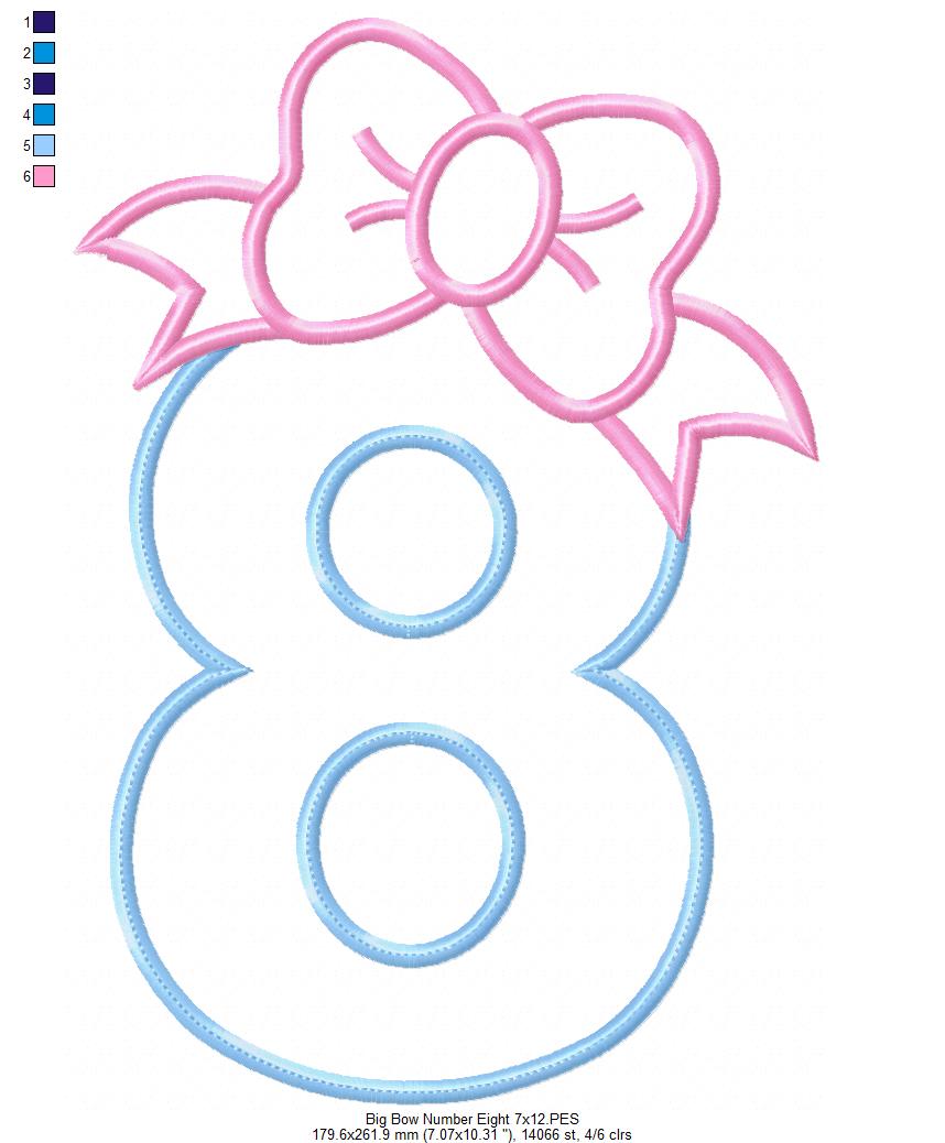Matriz de Bordado Número 8 Decorado com Laço – Aplique