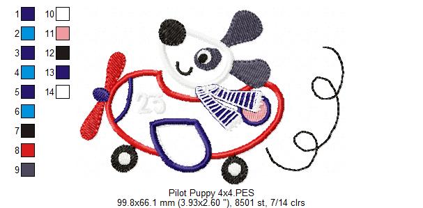 Matriz de Bordado Cachorrinho Aviador no Aviãozinho – Aplique