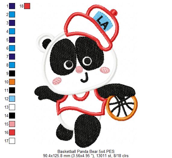 Matriz de Bordado Panda Jogador de Basquete – Aplique