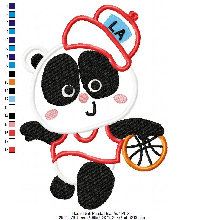 Matriz de Bordado Panda Jogador de Basquete – Aplique