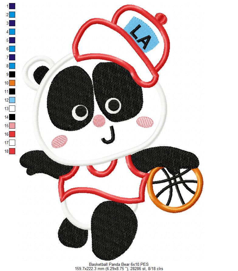 Matriz de Bordado Panda Jogador de Basquete – Aplique