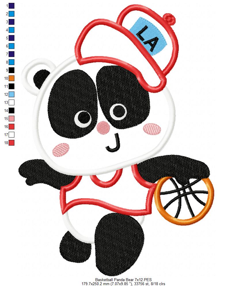 Matriz de Bordado Panda Jogador de Basquete – Aplique
