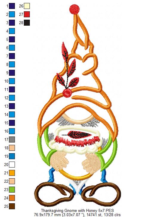 Matriz de Bordado Gnomo Fofinho com Mel – Aplique