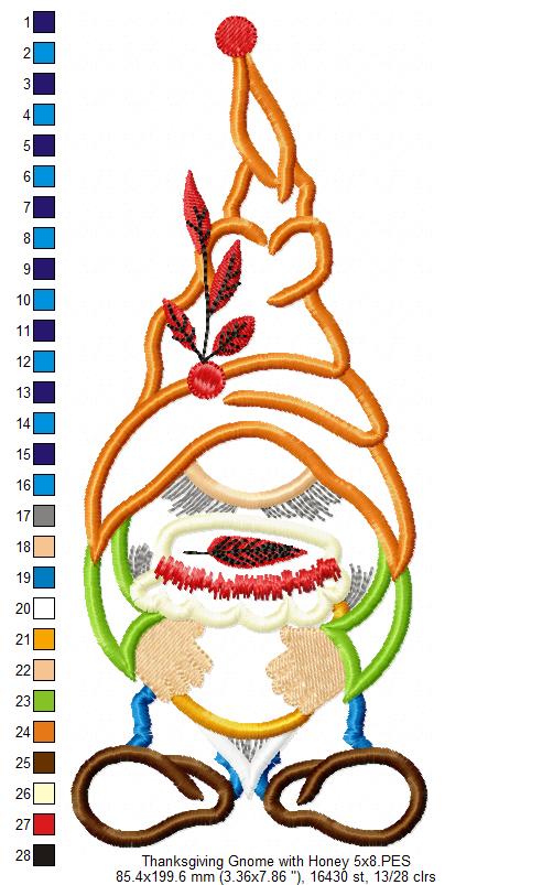 Matriz de Bordado Gnomo Fofinho com Mel – Aplique