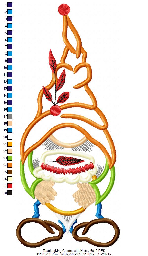 Matriz de Bordado Gnomo Fofinho com Mel – Aplique