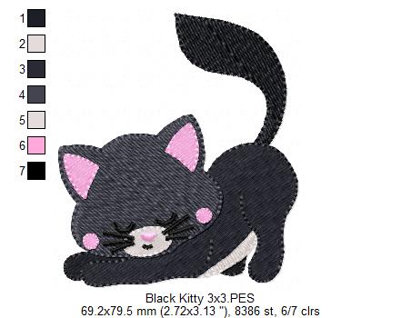 Matriz de Bordado Gatinho Preto – Ponto Cheio