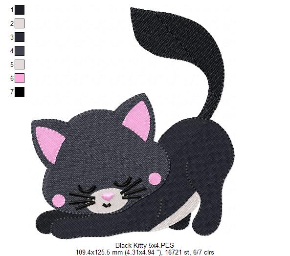 Matriz de Bordado Gatinho Preto – Ponto Cheio