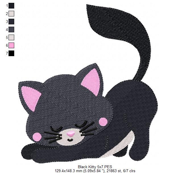 Matriz de Bordado Gatinho Preto – Ponto Cheio