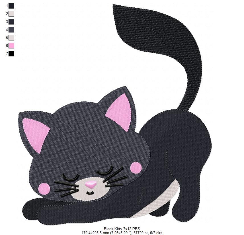 Matriz de Bordado Gatinho Preto – Ponto Cheio