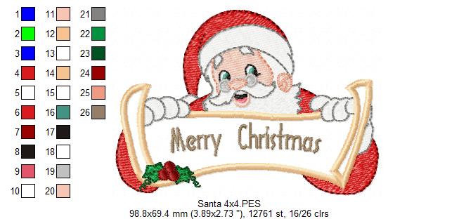 Matriz de Bordado Papai Noel Merry Christmas – Aplique