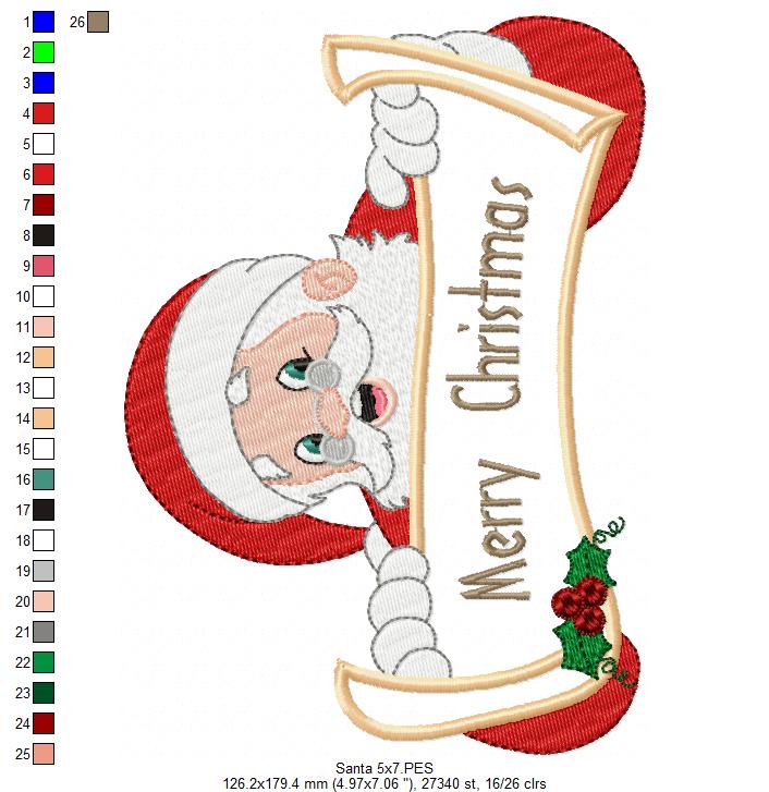 Matriz de Bordado Papai Noel Merry Christmas – Aplique