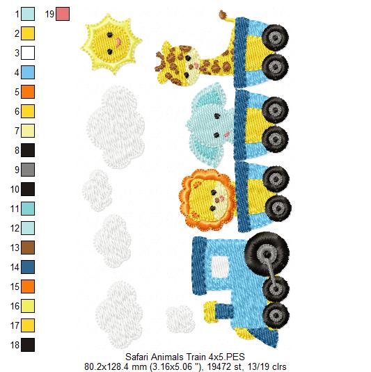 Matriz de Bordado Trenzinho Safari – Ponto Cheio