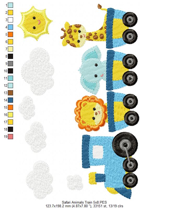 Matriz de Bordado Trenzinho Safari – Ponto Cheio