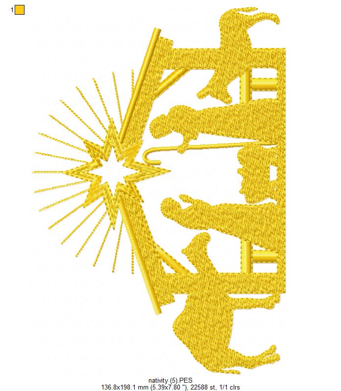 Matriz de Bordado Presépio – Nascimento de Jesus – Ponto Cheio