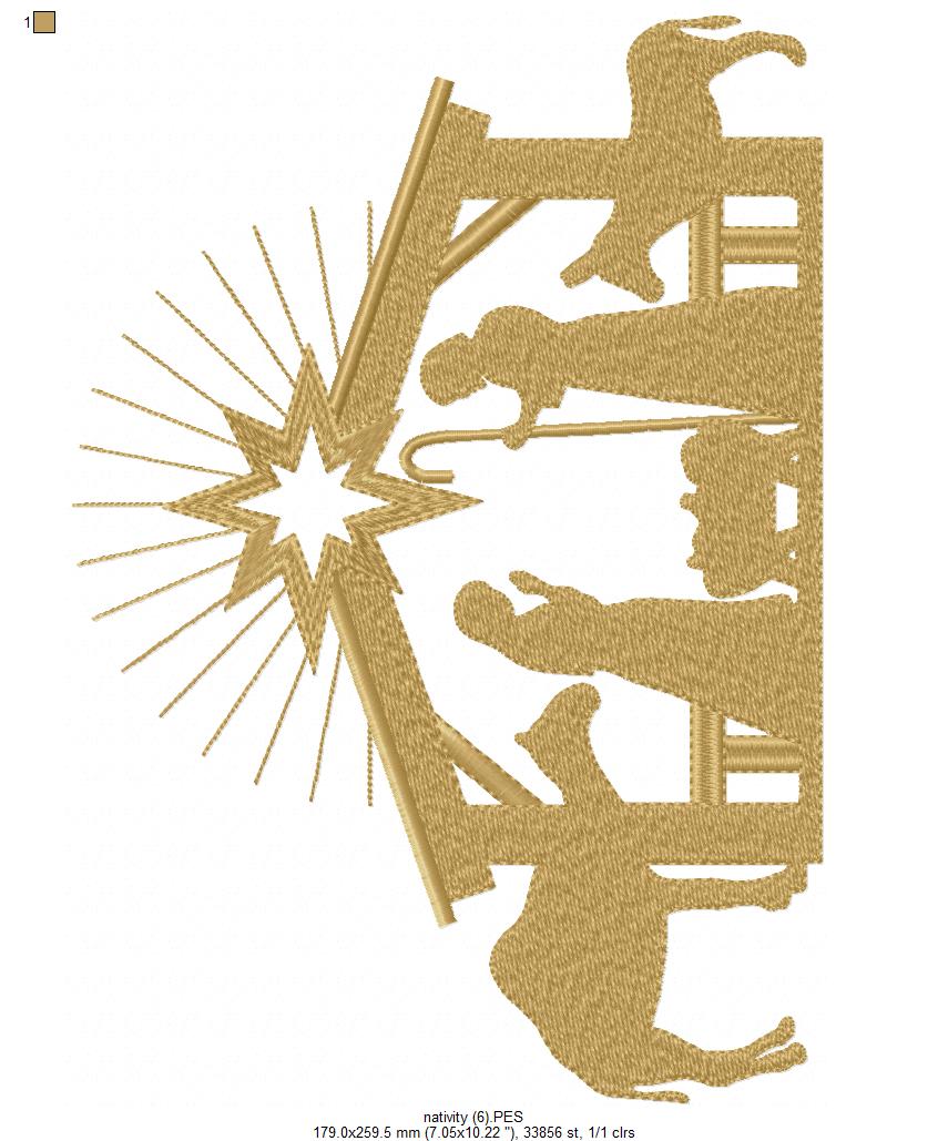 Matriz de Bordado Presépio – Nascimento de Jesus – Ponto Cheio
