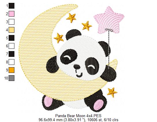 Matriz de Bordado Panda na Lua – Ponto Cheio