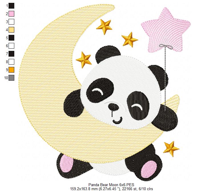 Matriz de Bordado Panda na Lua – Ponto Cheio