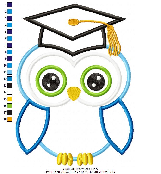 Matriz de Bordado Coruja Fofa Formanda – Aplique