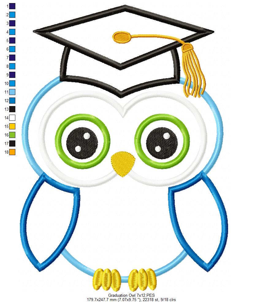 Matriz de Bordado Coruja Fofa Formanda – Aplique