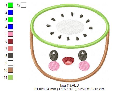 Matriz de Bordado Carinha de Kiwi Kawaii – Aplique