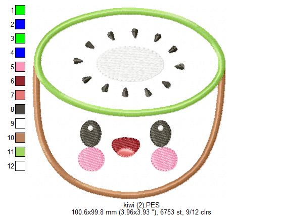 Matriz de Bordado Carinha de Kiwi Kawaii – Aplique